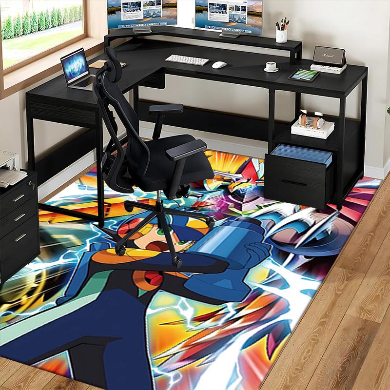 1pc Megaman Anime Cartoon Design Office Chair Mat Non-Slip Carpet for Home Decor, Suitable for All Seasons, Ideal as a Gift.Y041