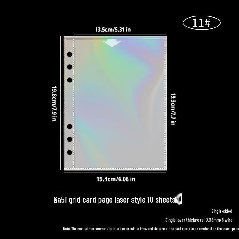 A5 6-Hole Card Album Pages, Four-Grid Compact Design, 3-Inch Loose-Leaf Replacement for Small Card Storage.