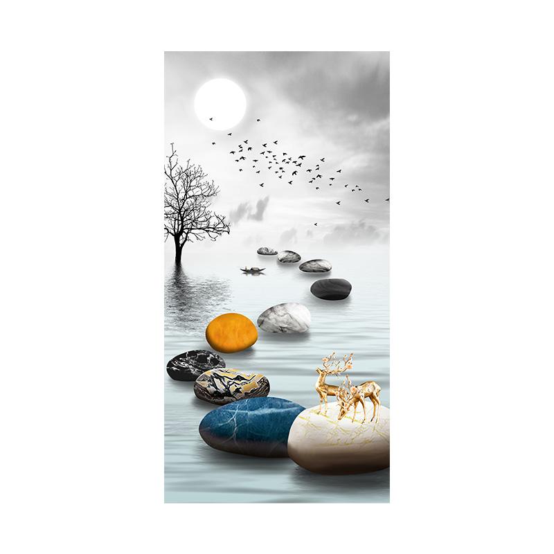 

Nordic Abstract Leaf Golden Deer Posters Prints Canvas Painting Wall Art for Living Room Home Decor 20x40cm