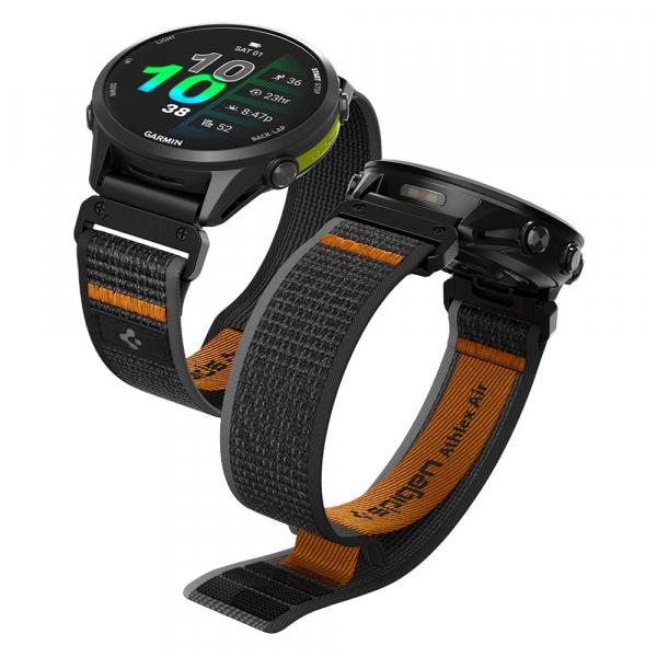 Spigen Athlex Air (22 mm, Woven Nylon), Uhrenarmband, Orange, Schwarz - Bild 3