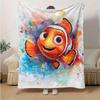 1pc, Vibrant Clownfish Watercolor Art Blanket - Seasonal Decorative Throw for Home, Soft Flannel Throw Blanket - Versatile & Cozy for Bedroo