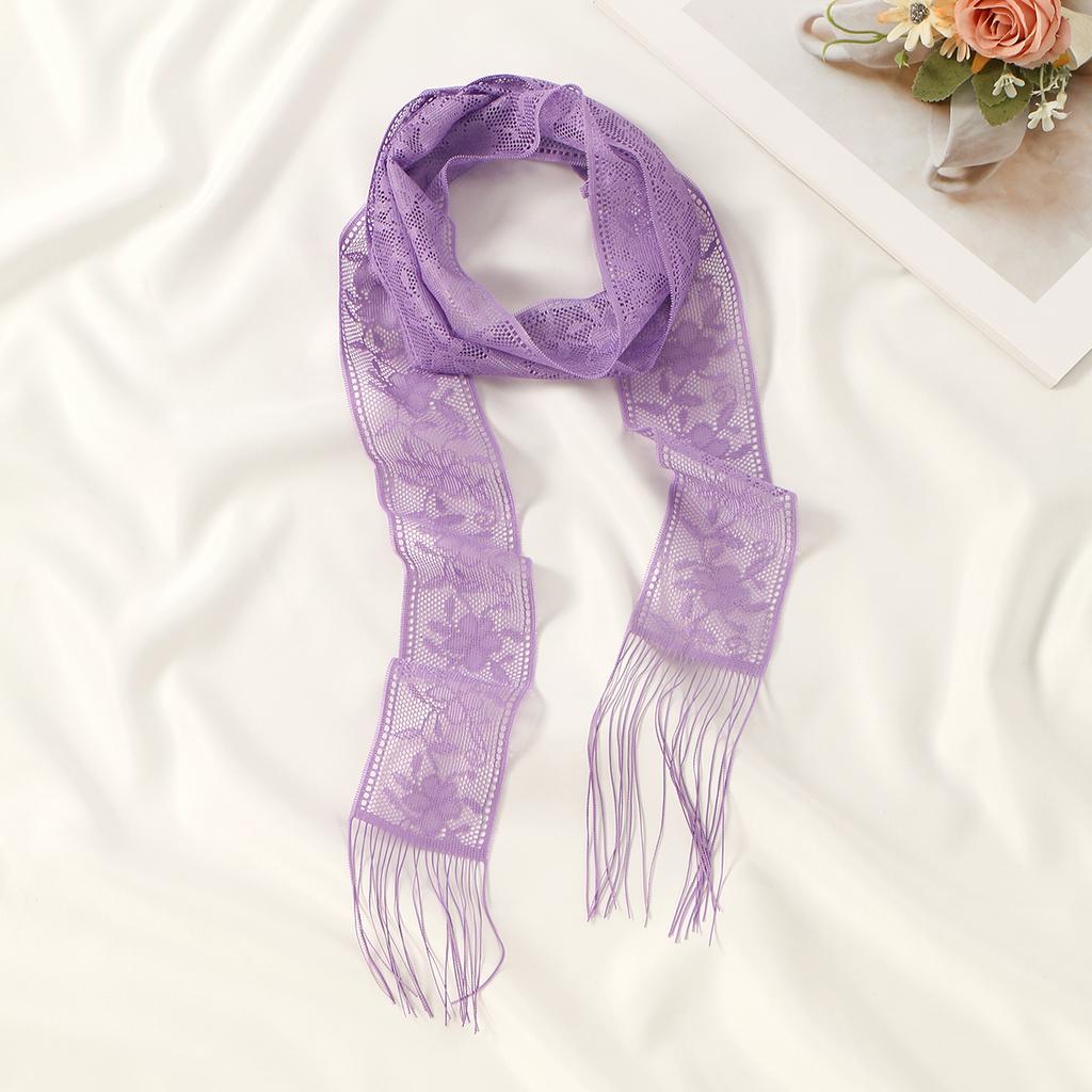 Lace Floral Tassel Neck Scarves Embroidered Skinny Neckerchief Multifunctional Headscarf Sweet Headbands Colorful Hair Scarf