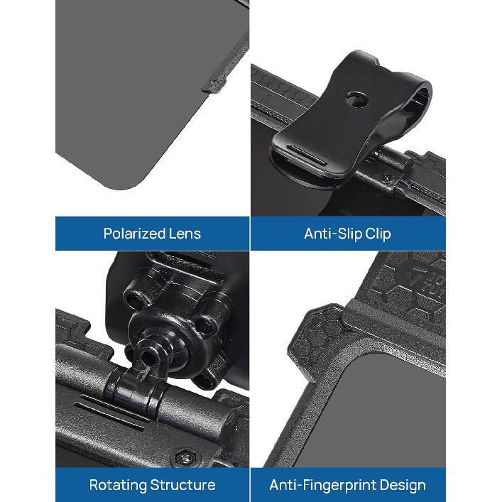 JOYTUTUS Polarized Sun Visor Extender For Car, Upgraded Adjustable Car Sun Visor Extension Sun Blocker UV400, Anti-Glare Stray Light UV Rays