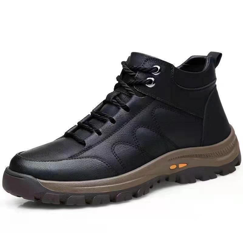 Men's Winter High-Top Cotton Shoes: Warm Velvet, Outdoor Mountaineering, Casual Sports Footwear.