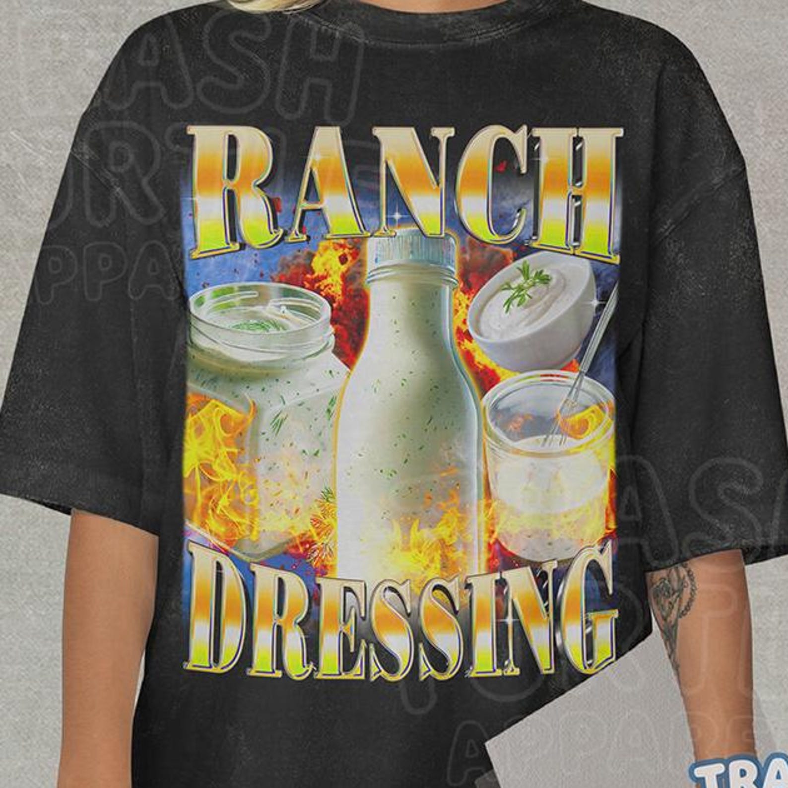 Ranch Dressing Comfort Colors Shirt, Vintage Bootleg Tshirt, Funny Gift T-shirt, Graphic Foodie 90s Tee 2XL