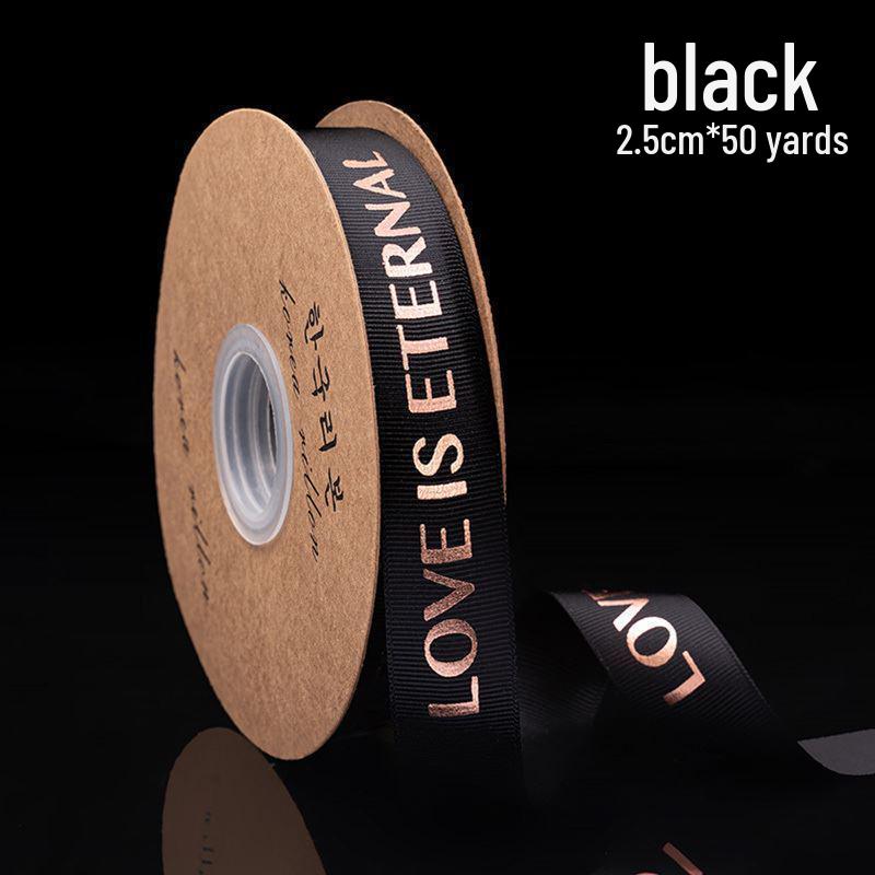Gold-stamped Polyester Gift Ribbon Bow for Cakes & Floral Packaging