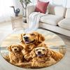 Golden Retriever Round Area Rug,Carpet Rug for Living Room Bedroom Sofa Playroom Decor,Non-slip Floor Mat