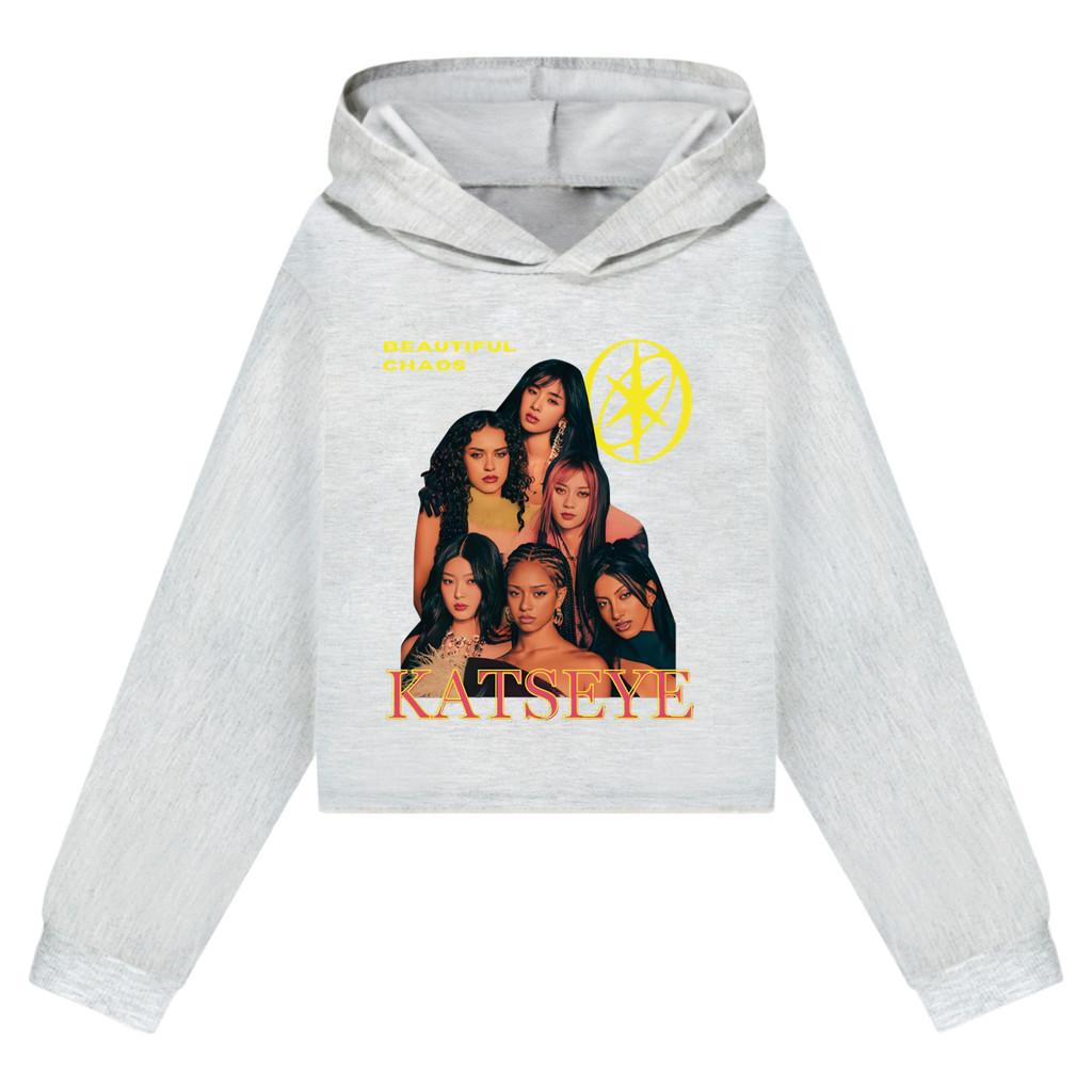 5346 Παιδικά Κοριτσίστικα Φούτερ με Κουκούλα KATSEYE με Στάμπα και Μακρυμάνικα Φθινόπωρο-Χειμώνα