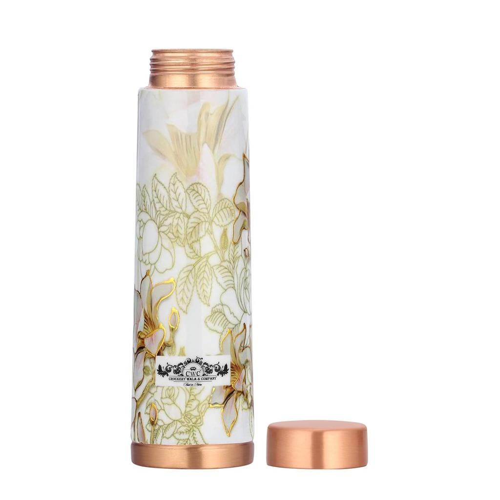 Butelka na wodę ze 100% czystej miedzi z bogatym wzornictwem Doświadczenie harmonii ajurwedyjskiej Butelka na wodę z czystej miedzi bez łączeń