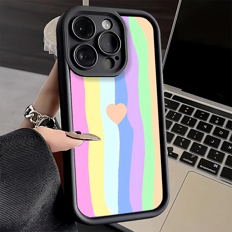 

Phone Case for iPhone 17 Air 16E 15 16 Pro Max Rainbow Gradient Love Desgin Cover 14 Plus 13 12 Mini Soft Shell Silicone Fundas iPhone 15 Pro
