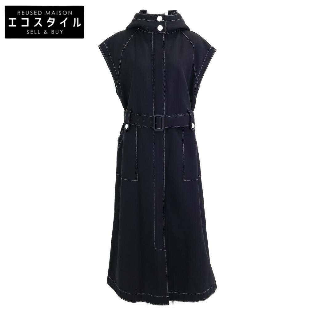 ADORE 531-0240159 Black SUPER100 Melton Gilet Hooded Sleeveless Coat coat 38 blackUsed