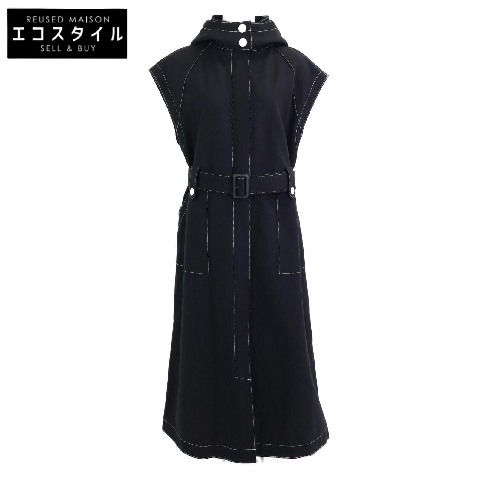 

ADORE 531-0240159 Black SUPER100 Melton Gilet Hooded Sleeveless Coat coat 38 blackUsed