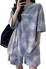 [J Store] Set T-shirt a Maniche Corte e Pantaloncini da Donna per Primavera/Estate/Autunno. Liscio e semplice, con un logo a un punto e motivo tie-dye. Lightwei