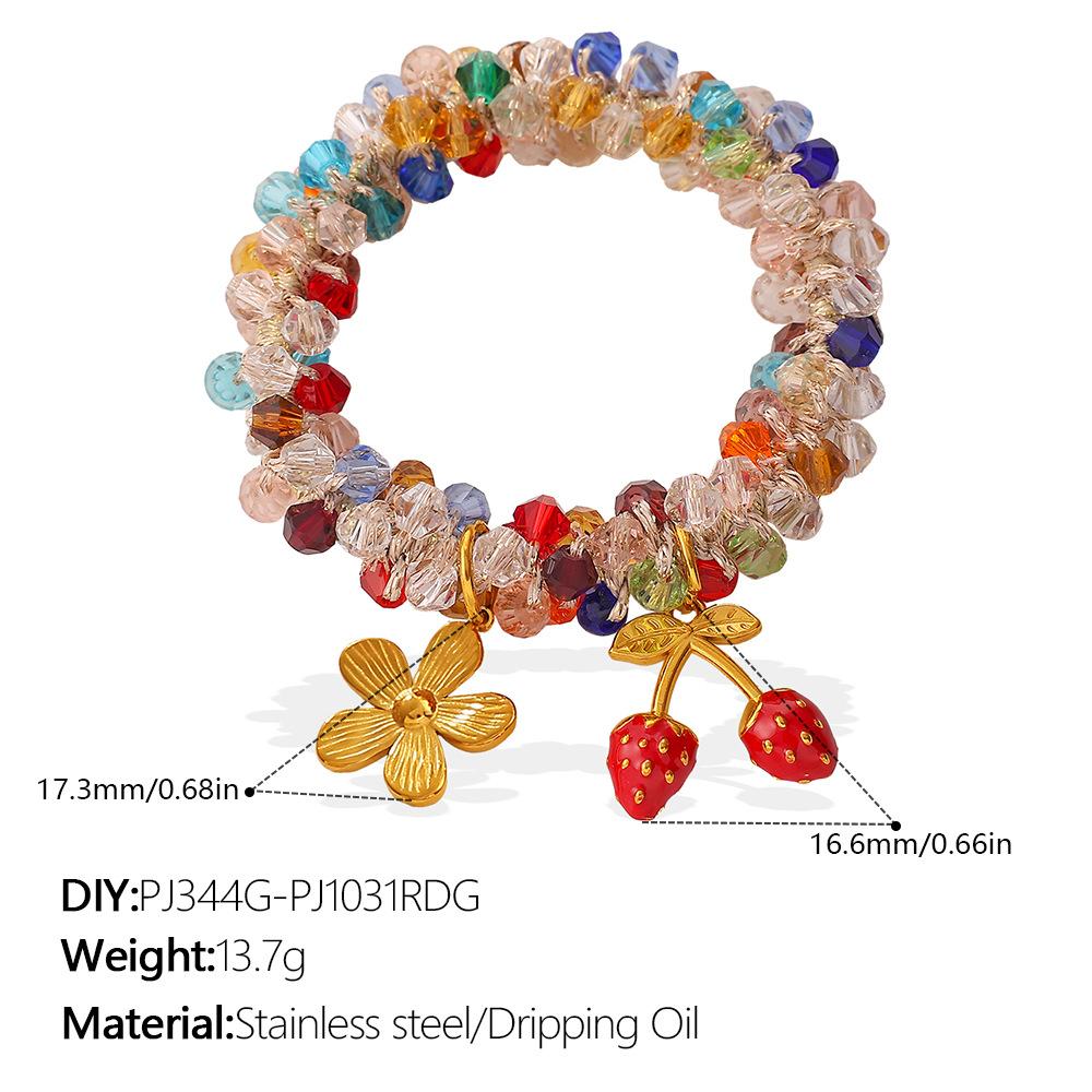 Dopamine Color Crystal DIY Cherry Blossom Pendant Elastic Hair Tie, Fresh Ins Style Hair Accessory 2