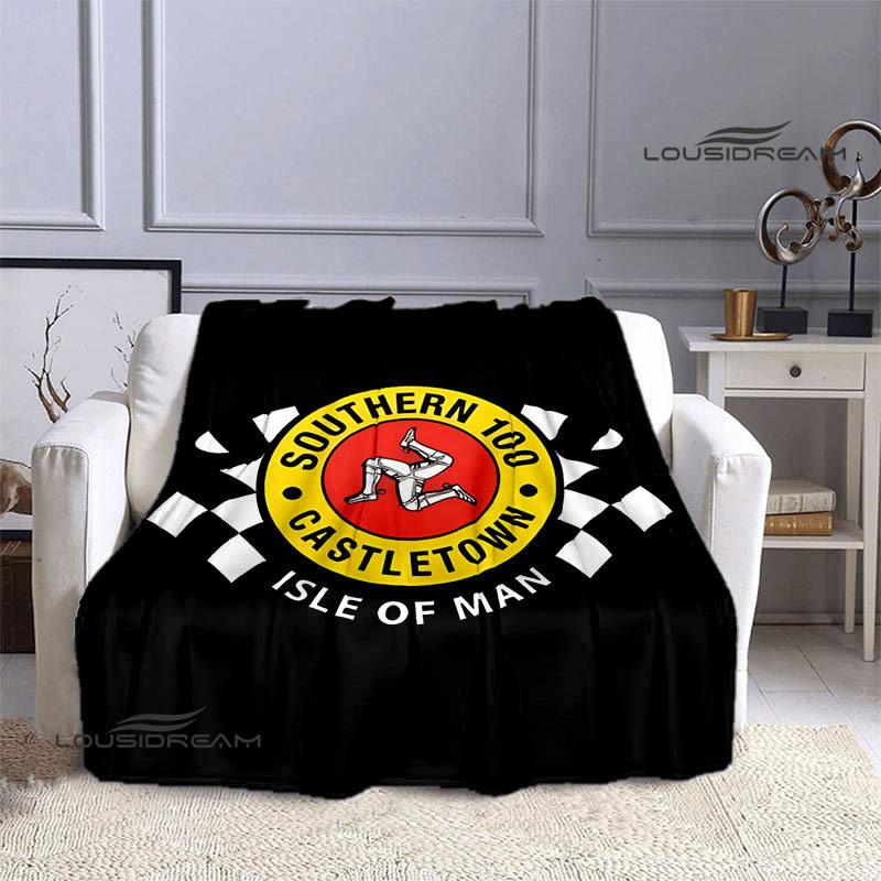 Motorcycle Isle of Man Tt Printed Blankets Flannel Warm Blanket Soft Cozy Blanket Travel Blankets Bed Linings Birthday Gift