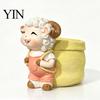 Cute Lamb Succulents Planter Planter, Cartoon Sheep Carring Bag Plant Pot, Decorative Resin Small Flower Pot for Succulents, Houseplants, Desk