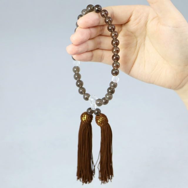 Informal Buddhist Prayer Beads for Women and Children, Natural Stone, Smoky Quartz