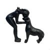 Woman and Dog Statue Figurine Decorative Ornament Home Decoration Pet Sculpture for Shelf Desk