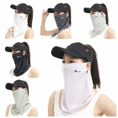 Breathable Summer Ice Silk Face Mask Letter Neckline Face Cover Sunscreen Face Veil  Fishing