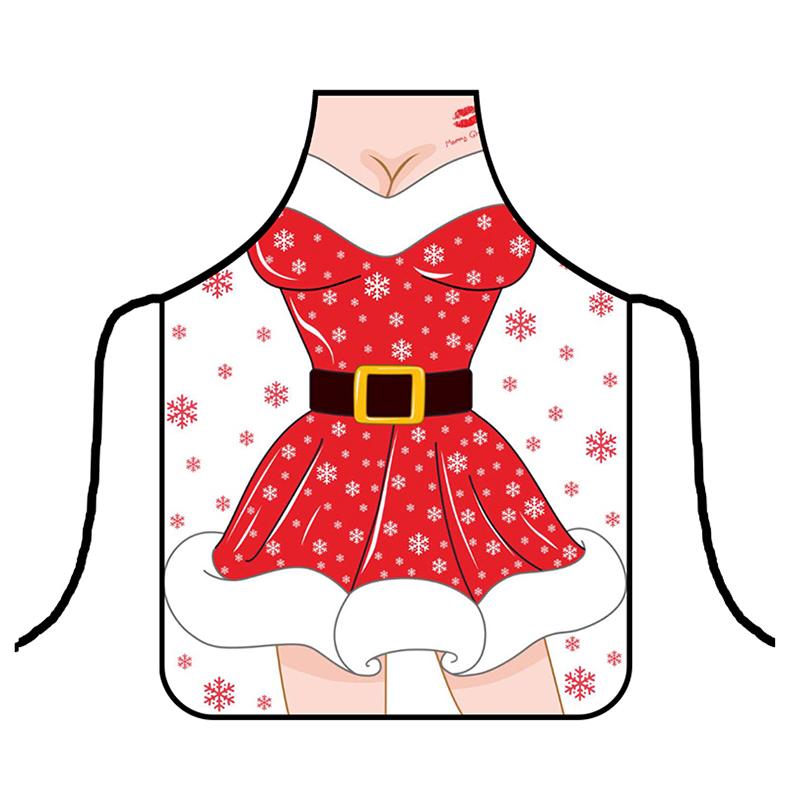 1PC Santa Claus Theme Baking Christmas Apron Home Cooks Apron for Cooking Funny Cartoon Printed Dress-Up & Role Play Unisex