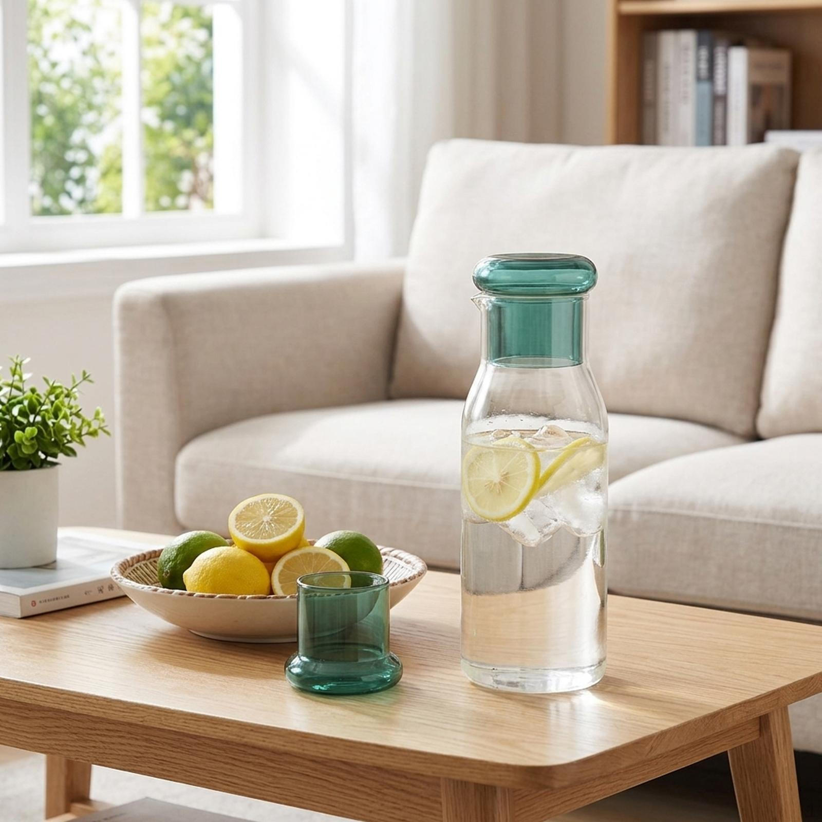 Clear Glass Water Carafe , Ideal for Water, Cold Drinks, Milk, And Fruit.