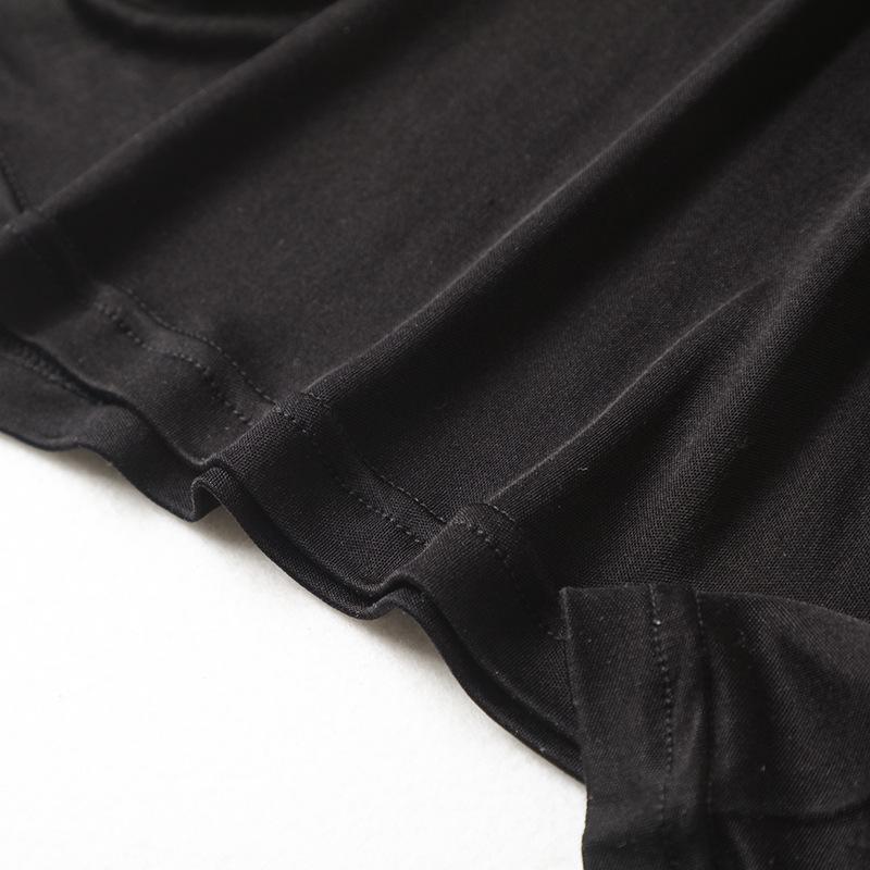 Yu Yue Women's V-Neck Silk Knit Long Sleeve Lace Trim Slim Fit Base Layer Top