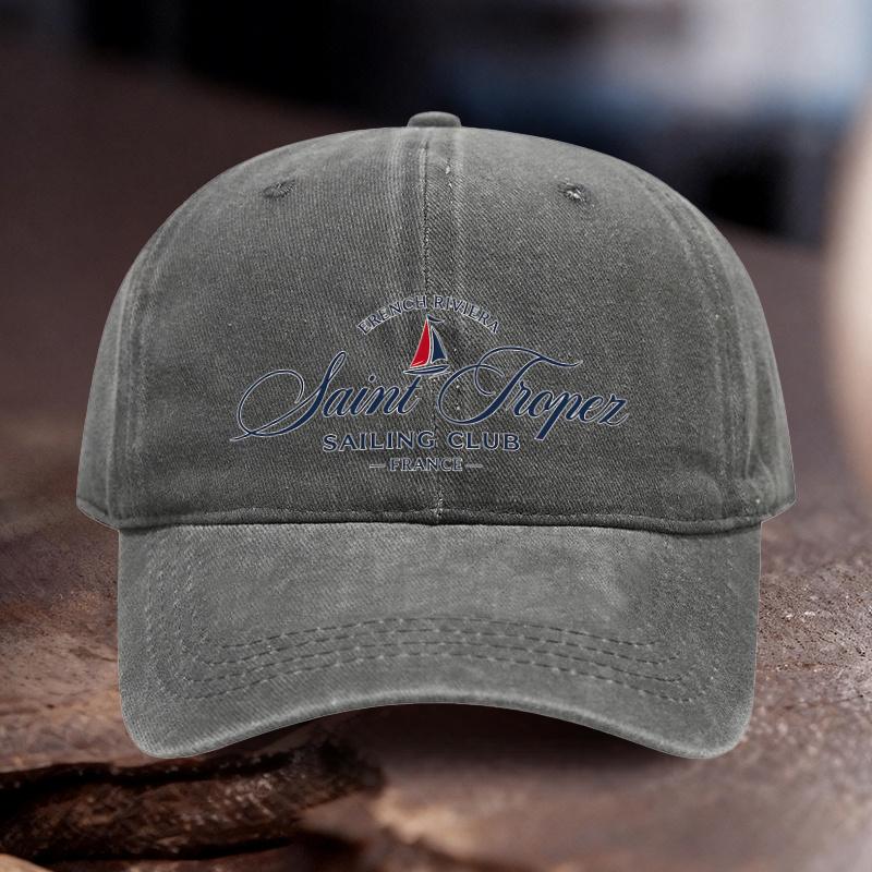 Cappello regolabile stampato del Saint Tropez Sailing Club per PC, unisex, stile sportivo da esterno, regalo ideale per vacanze al mare, appassionati di vela