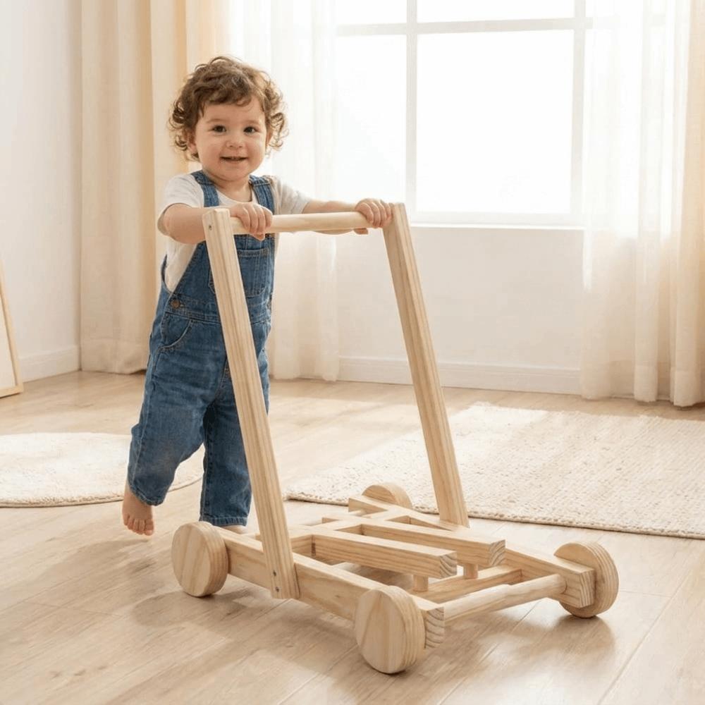 Wheeled Push-Pull Toddler Walking Aid Adjustable Speed Height Hand Push Aid Indoor Play