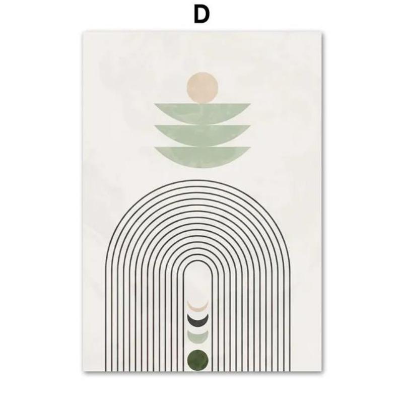 

Boho Sage Green Plant Canvas Art Geometric Abstract Nordic Wall Poster Home Decor Prints 21cm×30cm NoFrame