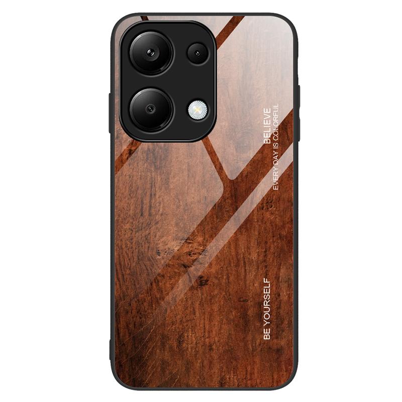 

For Xiaomi Redmi Note 13 Pro 4G/Poco M6 Pro 4G Cell Phone Cases Anti-drop Tempered Glass+TPU Cover Coffee