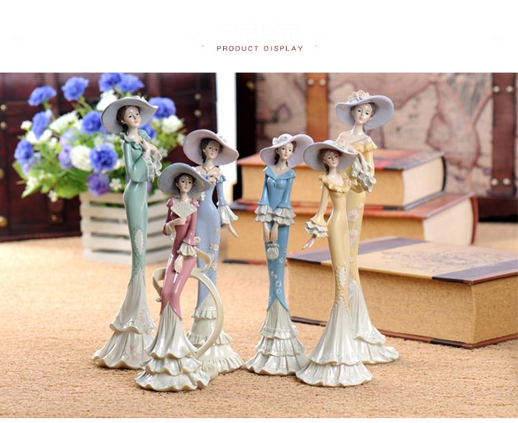 European Resin Victorian Girl Statues Accessories Home Livingroom Desktop Figurines Decoration Office Table Sculpture Adornments