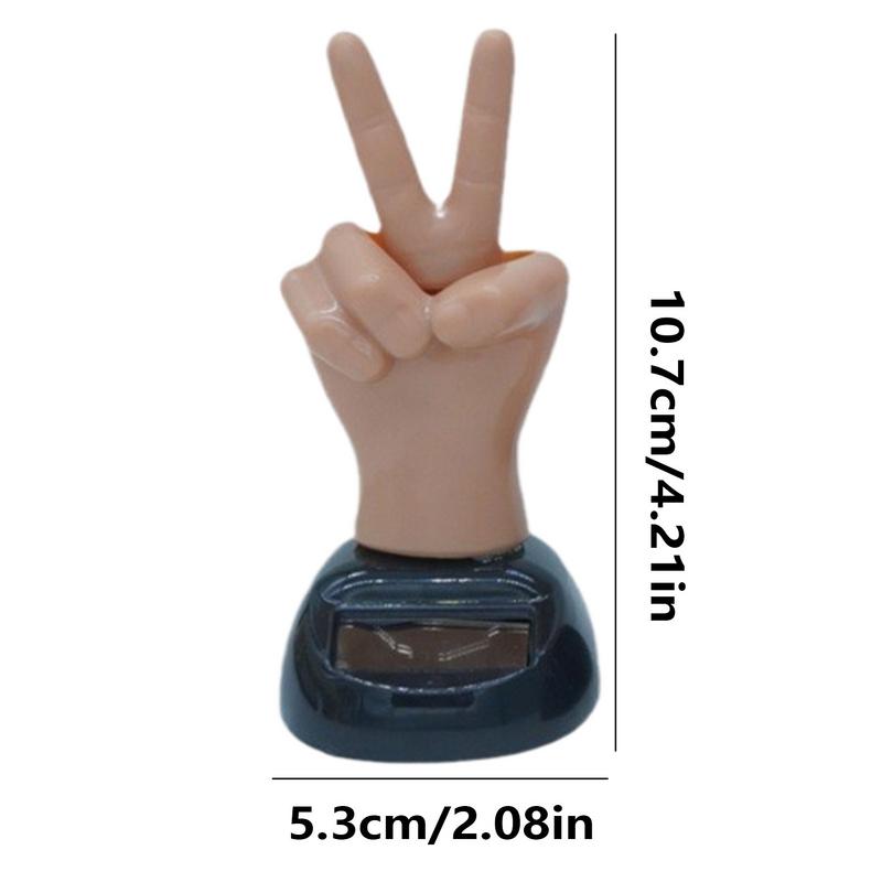 Middle Finger Car Ornament 2 Finger Waving Solar Powered Car Dash Decorations Windowsill Figure Car Interior Accessory Hilarious