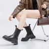Customized Leather Thick-soled Heightening BV Martin Boots 2025 Autumn and Winter New Round Head Black Boots Trendy and Comfortable Chimney
