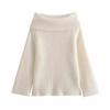Women Fashion Solid Off Shoulder Sweater Long Sleeve Knitted Pullover Sweater Autumn and Winter Female Casual Knitwear Chic Top