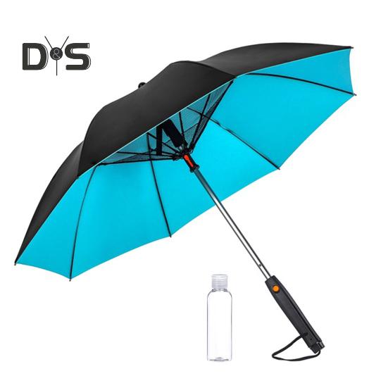 Deštník 3 v 1 s ventilátorem, bateriový provoz, UV ochrana proti slunci, přenosný, vodotěsný, větruodolný, letní, venkovní, slunečník proti dešti