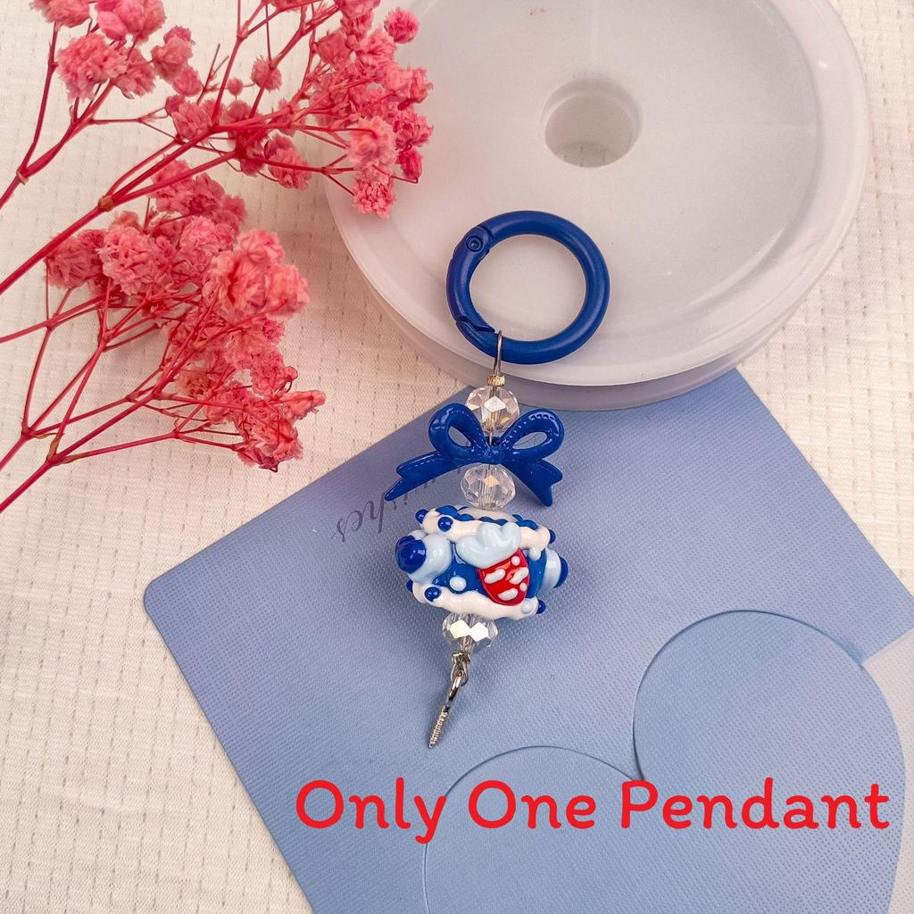 Cute Handdrawn Bead Keychain With Alloy Hook For Bags And Keys