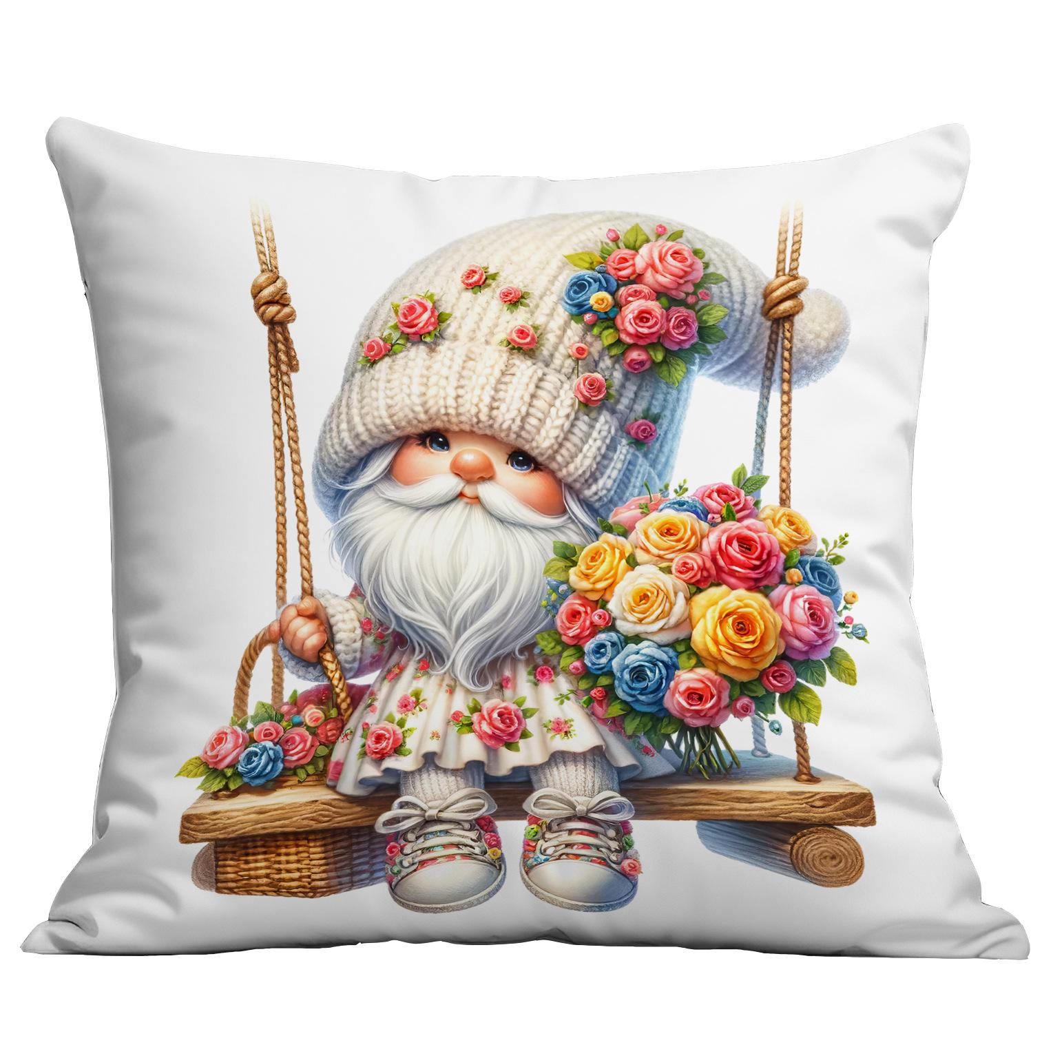 Новая весенняя садовая эльфийка гном роза наволочка для подушки домашняя гостиная диванная подушка премиальное прочное качество полезная практичная 45 * 45Cm