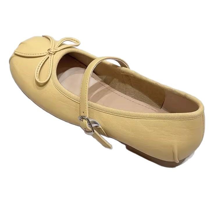 Schafslederversion~ innenliegende Höhenerhöhung flache Schleife Mary Jane Einzelschuhe 2025 neues Temperament sanfte Ballerinas Damen