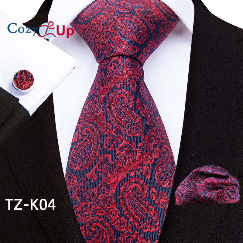 Cozy Up Three-piece Set Paisley Fashion Business Men's Tie Includes Tie Cufflinks Handkerchief