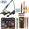 60W Adjustable Temperature Electric Soldering Iron Set with Multimeter Display for 220V/110V