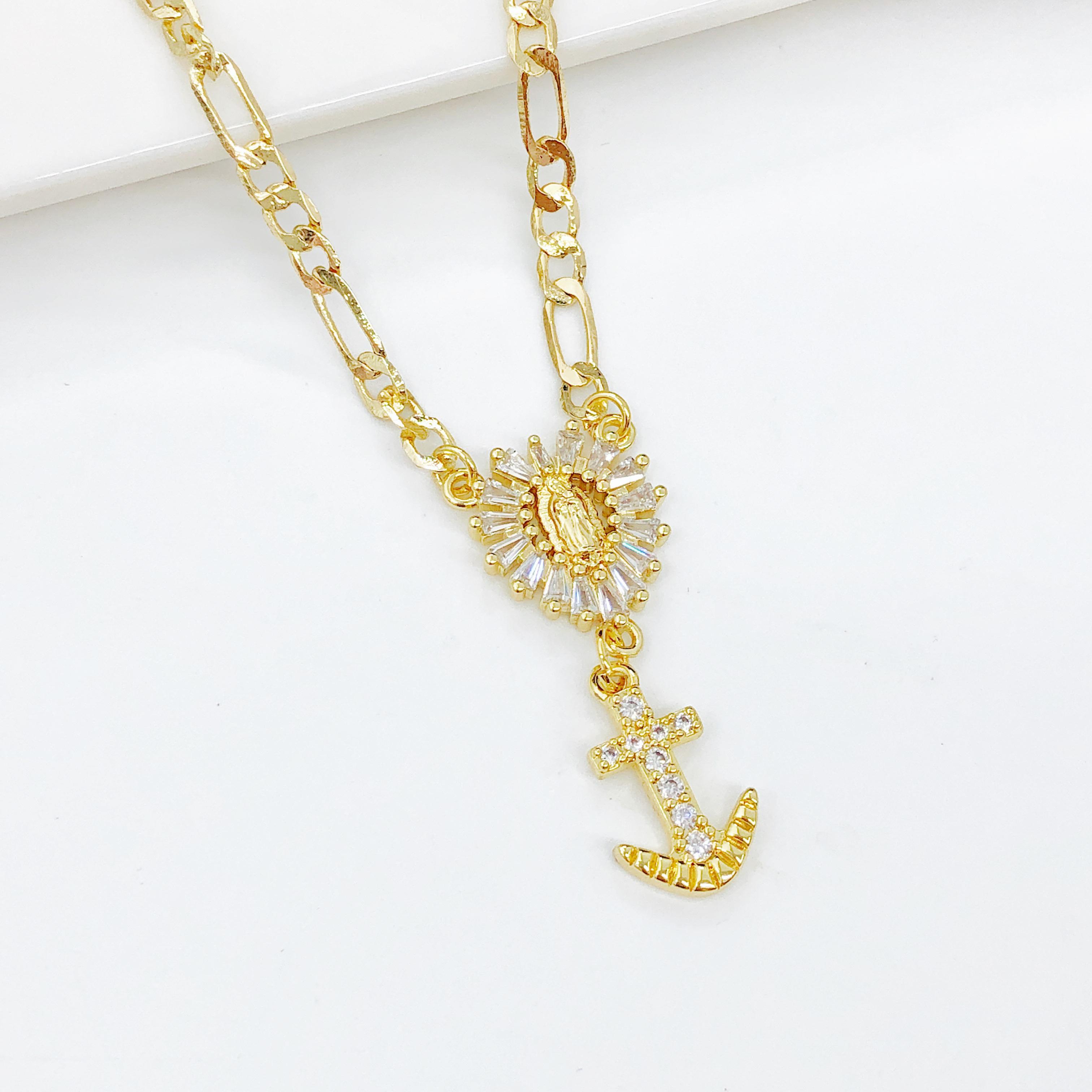 Classic Catholic Virgin Mary Cross Zirconia Pendant Collarbone Chain for Men Women Religious Necklace Prayer Amulets Jewelry