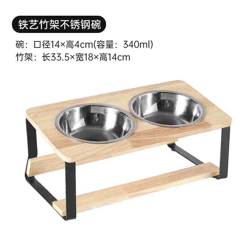 קערות עץ מוגבהות לגורי חתולים עם מעמד מתכוונן, מחזיק קערות מים ומזון מוגבהות לחתול, מזין לארנב לחיות מחמד קטנות ובינוניות