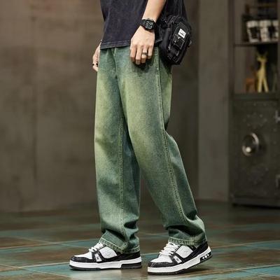 Muži Vrecovité nohavice Široká noha Rovný Voľný strih Retro Modré Denim Nohavice Streetwear Móda Vrecká Vintage Mužské oblečenie