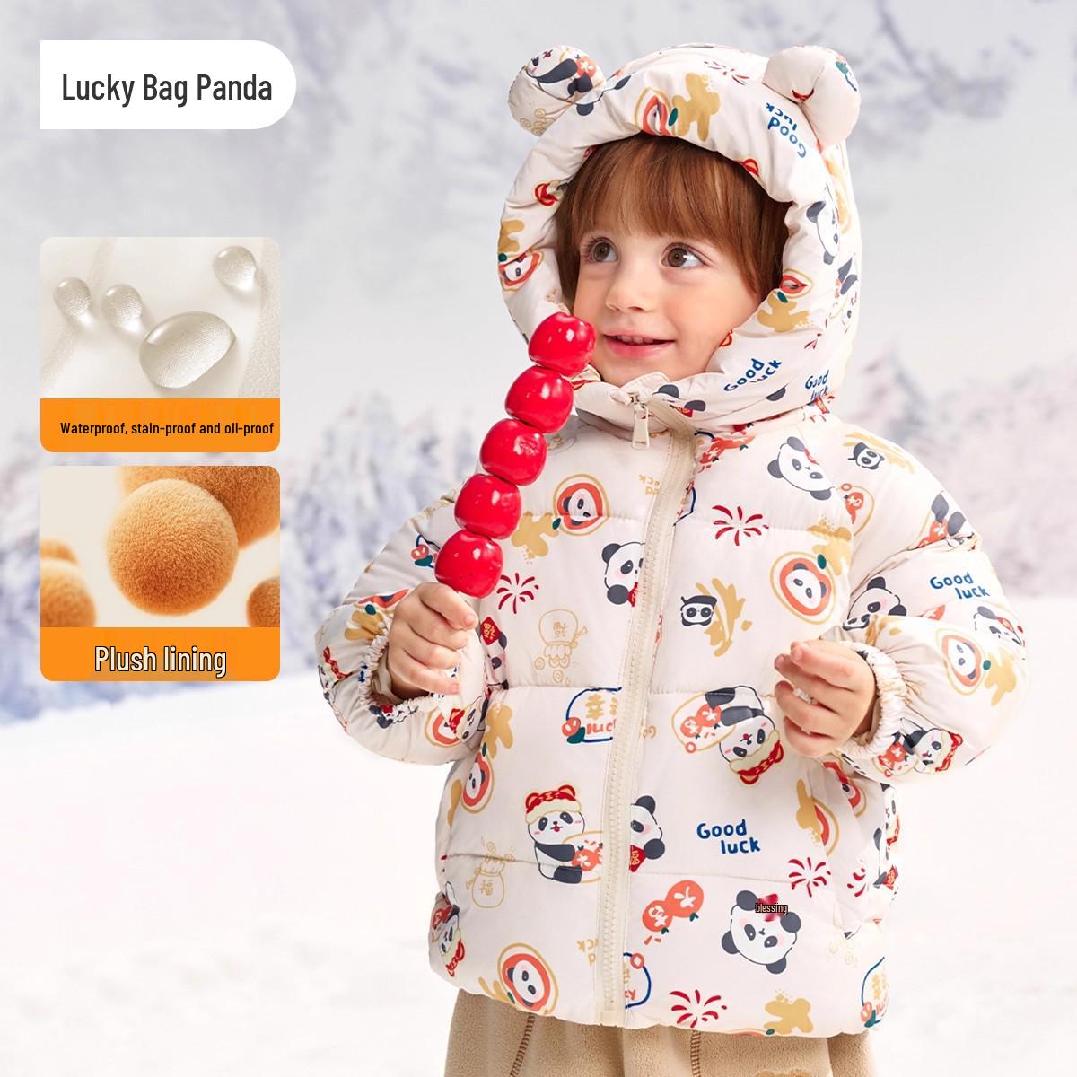 

Jingqi 2025 Kids Hooded Cotton Coat - New Autumn/Winter Thickened Jacket for Boys & Girls 90 cm