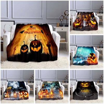 Halloween Horror dynia Huanted House 3D koc z nadrukiem Sofa koc Super miękki ciepły koc pokrywa koc polarowy