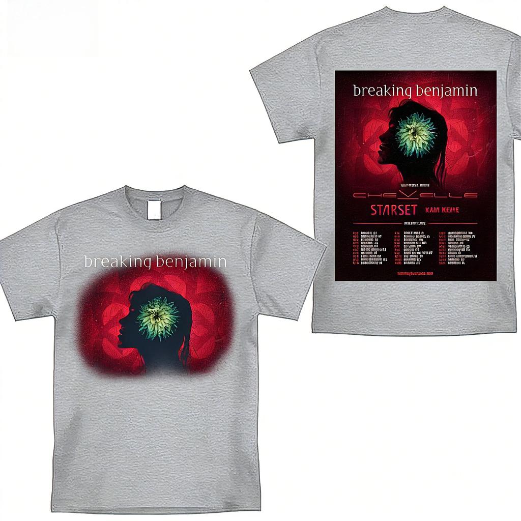 Breaking Benjamin Announce 2026 North American Tour T-shirt Pop Singer Concert Retro Men's and Women's Comfortable
