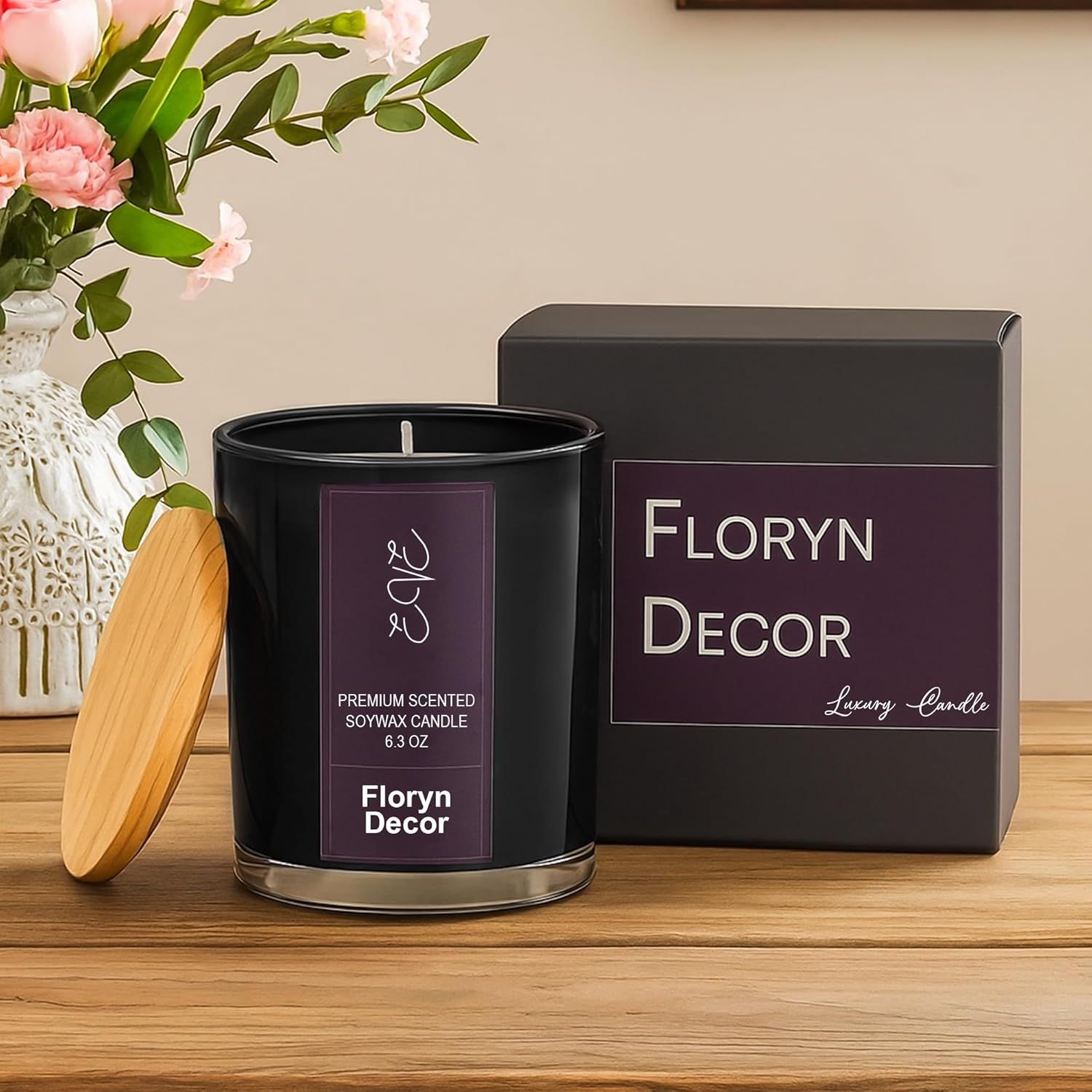 

Декоративні скляні ароматичні свічки Преміум-класу для декору дому з дерев яною кришкою - Ідеальна ароматична свічка для, Подарунків та Релаксації|Аромат - Уд