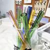 12Pcs Reusable High Borosilicate Glass Straw Wide 12mm Pearl Milkshake Bubble Tea Straw with Brush Bar Accessories