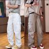 Summer New Simple American Heavy Solid Color Multi-pocket Overalls Loose Trend Versatile Comfortable Breathable Casual Pants