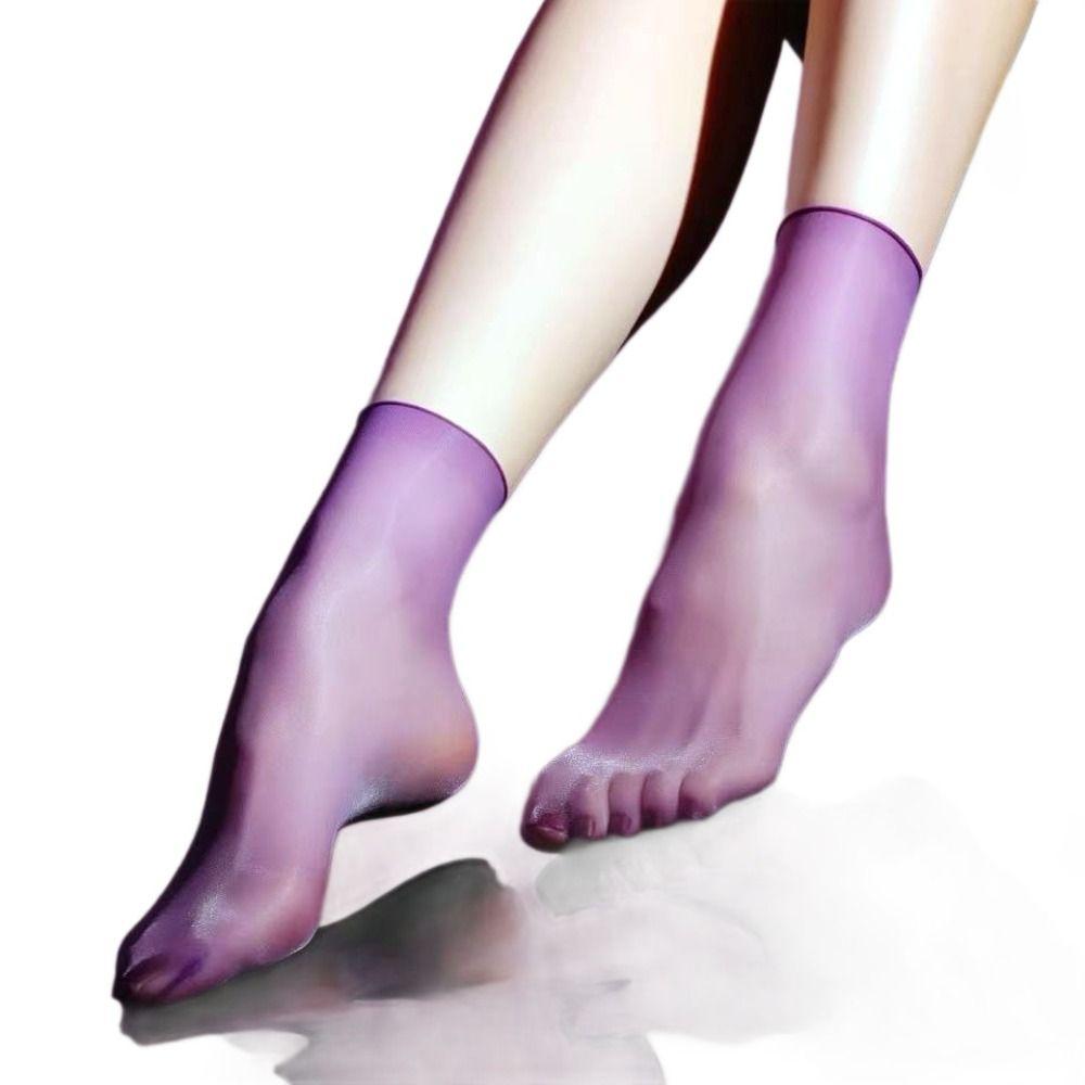 Breathable Satin Shiny Oil Glossy Socks Solid Color Short Socks New Costume Party Socks